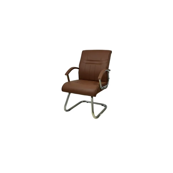 Fauteuil visiteur en similicuir avec structure en chrome. (marron)