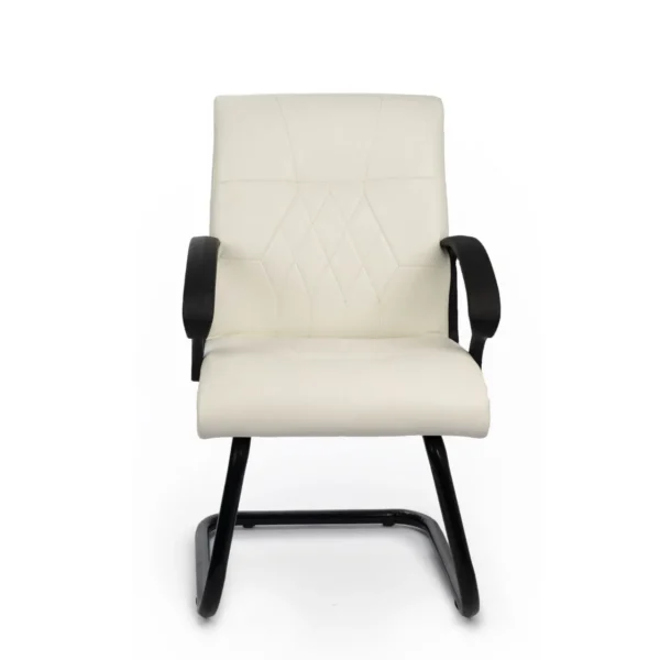 Fauteuil visiteur en skai accoudoir plastic - Blanc