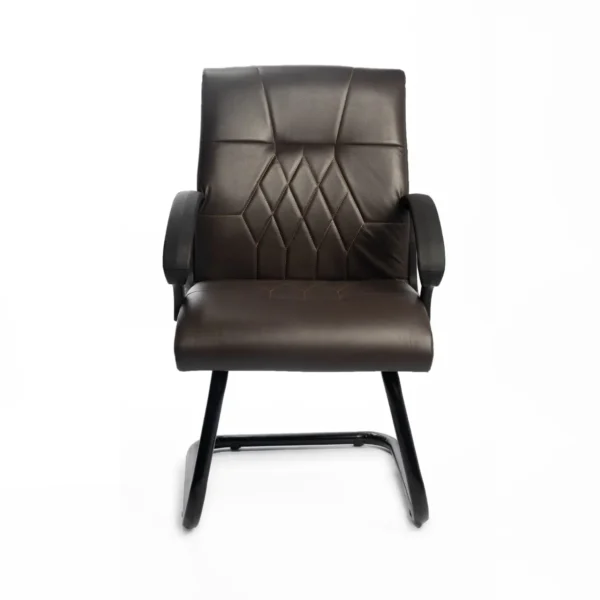 Fauteuil visiteur en skai accoudoir plastic - Marron