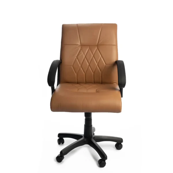 Fauteuil medium en skai accoudoir plastic - Tabaco
